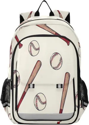 ALAZA Baseball Baseball Bat Pattern School Backpacks Travel Laptop Bag Kids Bookbag for Girls Boys Teens Women Men