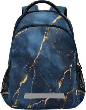 ALAZA Blue Marble with Gold Veins Backpacks Travel Laptop Daypack School Book Bag for Men Women Teens Kids
