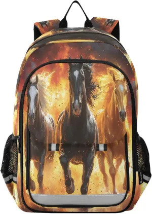 ALAZA Fire Horses School Backpacks Travel Laptop Bag Kids Bookbag for Girls Boys Teens Women Men140