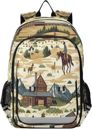 ALAZA Stylish Western Cowboys Rodeo School Backpacks Travel Laptop Bag Kids Bookbag for Girls Boys Teens Women Men
