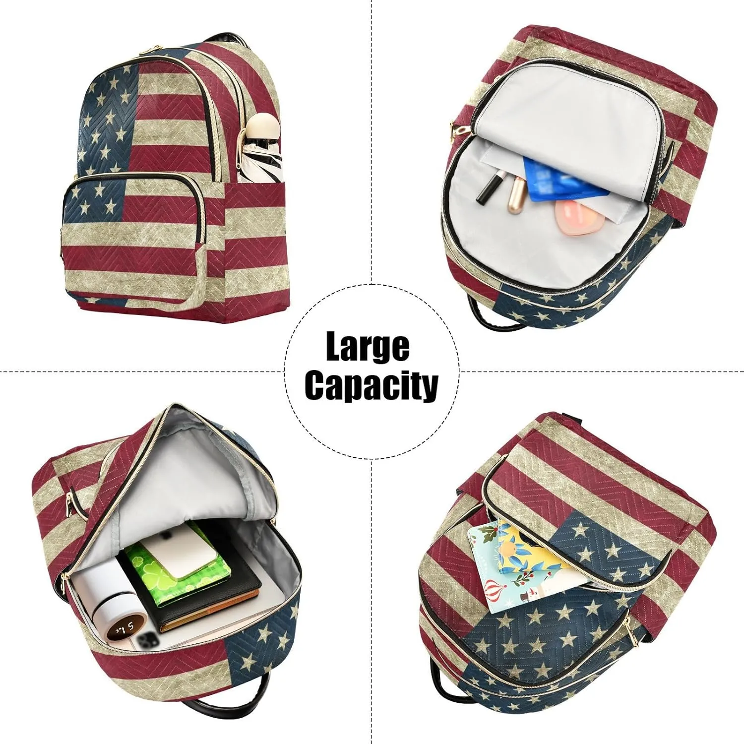 ALAZA Vintage American Flag Mini Backpack Purse for Women Travel Bag Fashion Daypack Back Pack Shoulder Bag