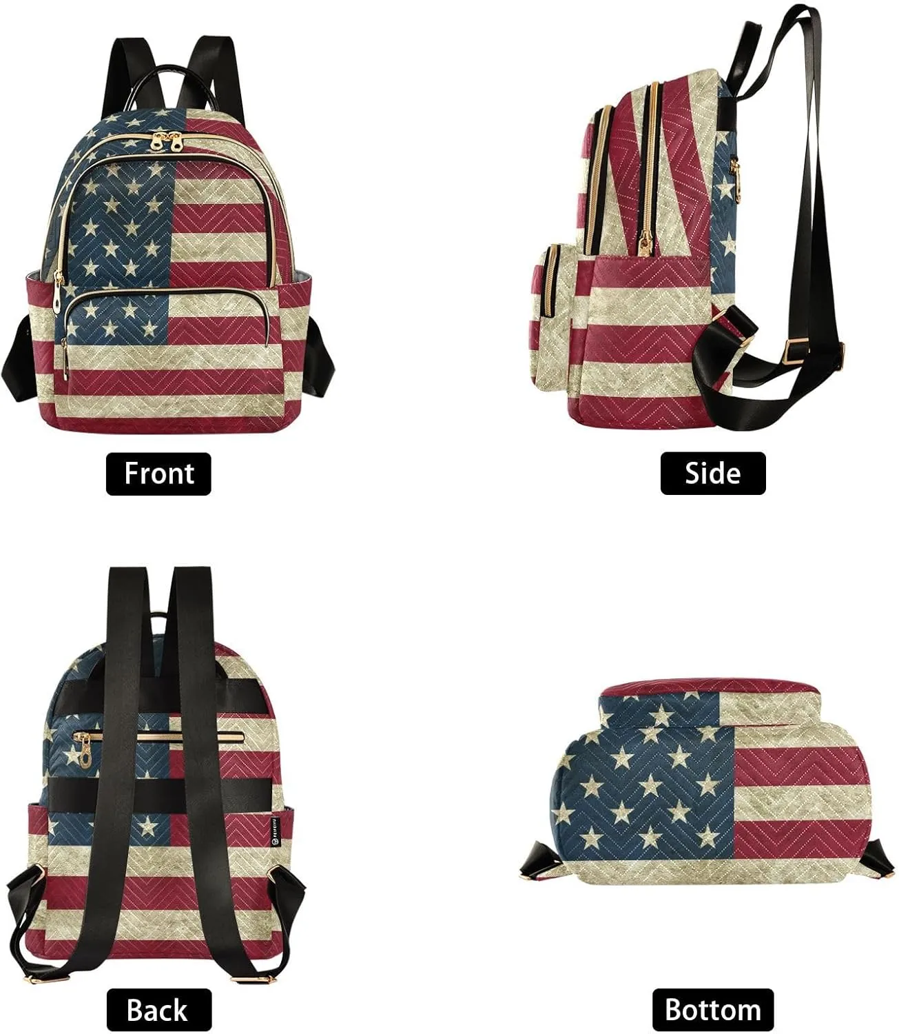 ALAZA Vintage American Flag Mini Backpack Purse for Women Travel Bag Fashion Daypack Back Pack Shoulder Bag