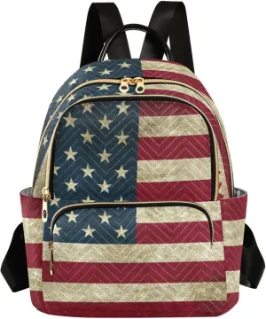 ALAZA Vintage American Flag Mini Backpack Purse for Women Travel Bag Fashion Daypack Back Pack Shoulder Bag
