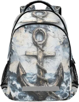 ALAZA Vintage Nautical Themedbeach Backpacks Travel Laptop Daypack School Book Bag for Men Women Teens Kids