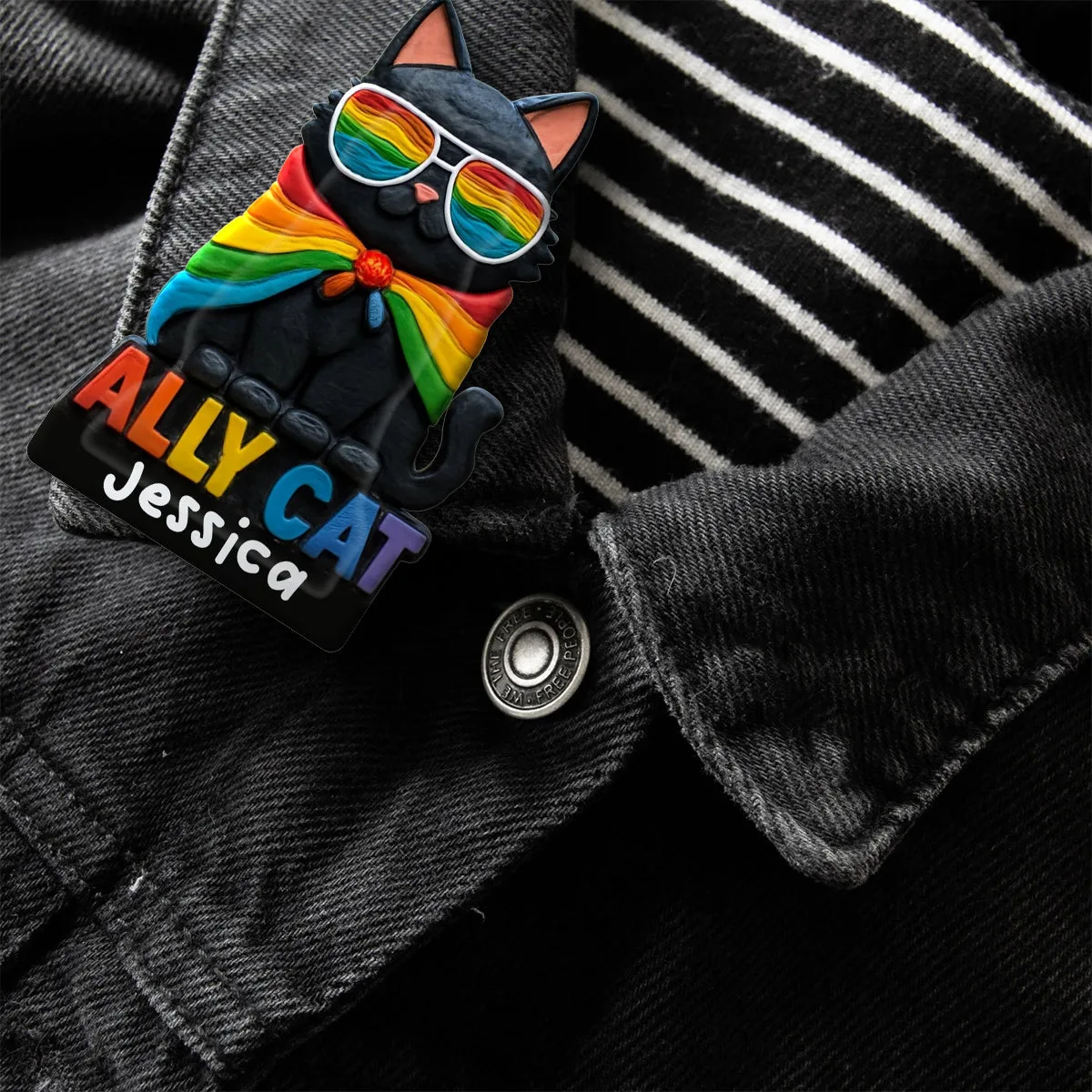 Ally Cat - Personalized LGBT Support Acrylic Enamel Pin