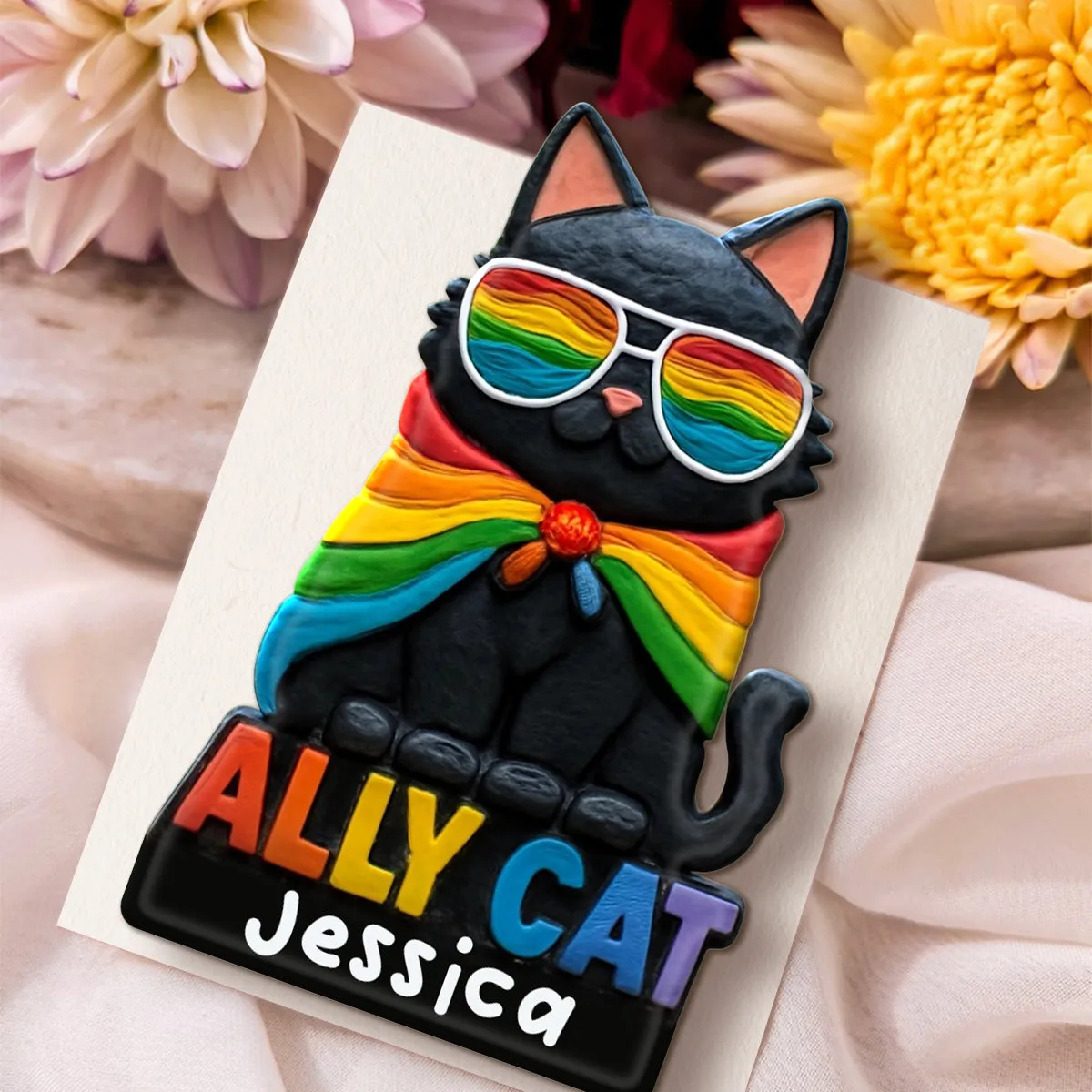 Ally Cat - Personalized LGBT Support Acrylic Enamel Pin