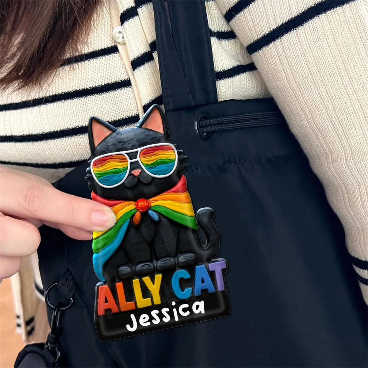 Ally Cat - Personalized LGBT Support Acrylic Enamel Pin