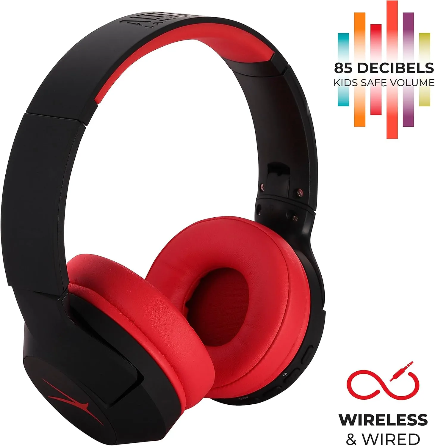 Altec Lansing Kid Safe Noise Cancelling Wireless Headphones 15H Battery, 85dB Volume Limit, Foldable Design Powerful Sound, Active Noise Cancellation Perfect for Kids Ages 7 
