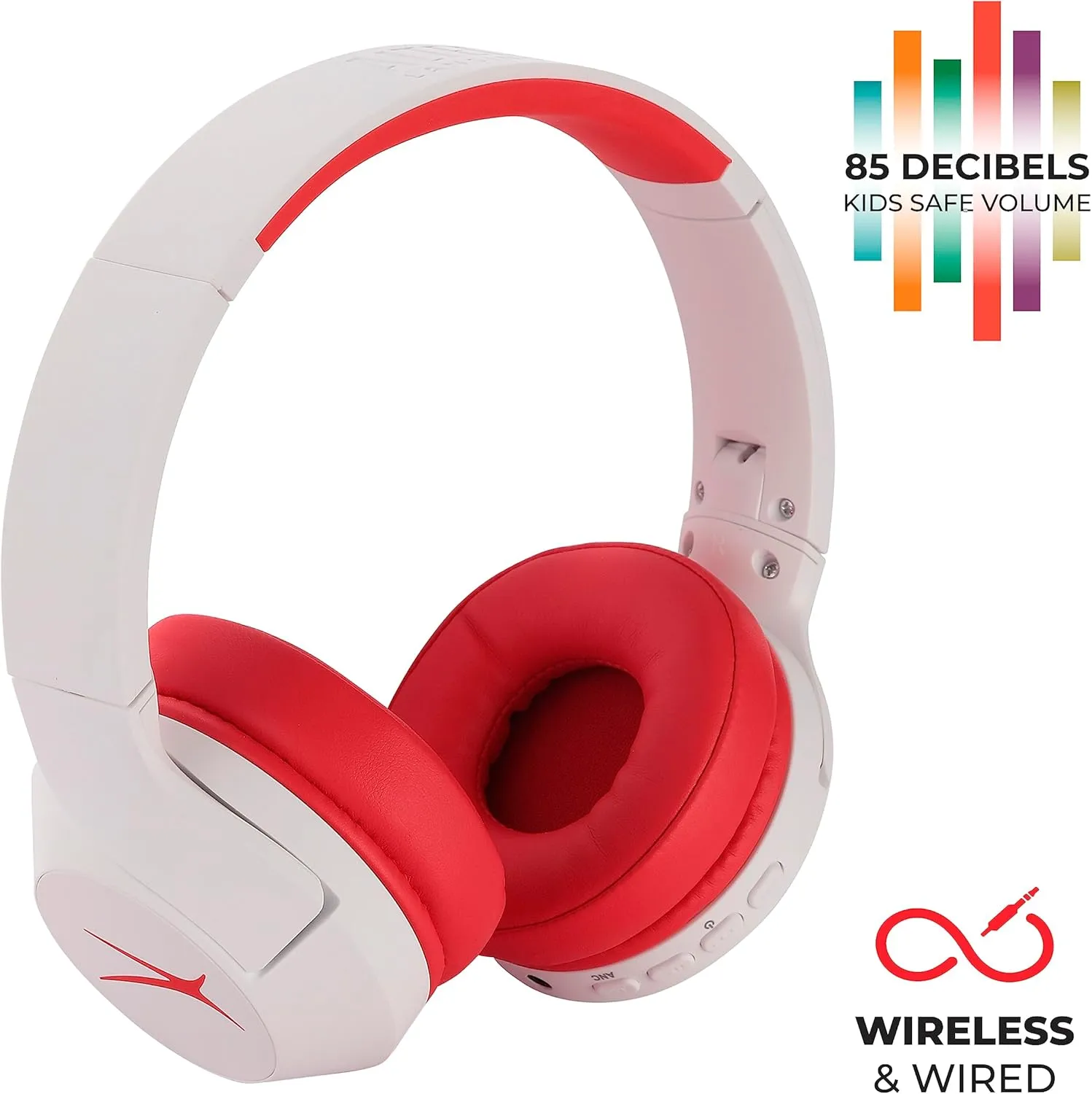 Altec Lansing Kid Safe Noise Cancelling Wireless Headphones 15H Battery, 85dB Volume Limit, Foldable Design Powerful Sound, Active Noise Cancellation Perfect for Kids Ages 7 