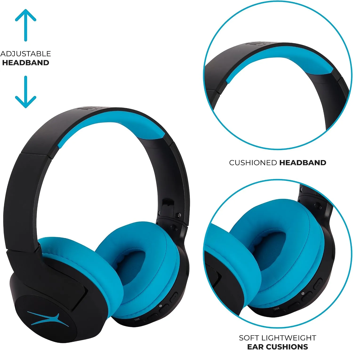 Altec Lansing Kid Safe Noise Cancelling Wireless Headphones 15H Battery, 85dB Volume Limit, Foldable Design Powerful Sound, Active Noise Cancellation Perfect for Kids Ages 7 