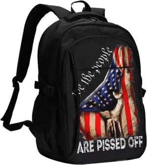 America We the People Vintage America Flag Travel Backpack Laptop Backpacks Business Rucksack Outdoor Daypack Large Sport Bag with Luggage Strap USB Charging Port for Hiking Working