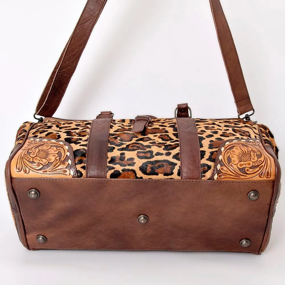 American Darling ADBG516 Duffel Hand Tooled Saddle Blanket Genuine Leather Women Bag Western Handbag Purse