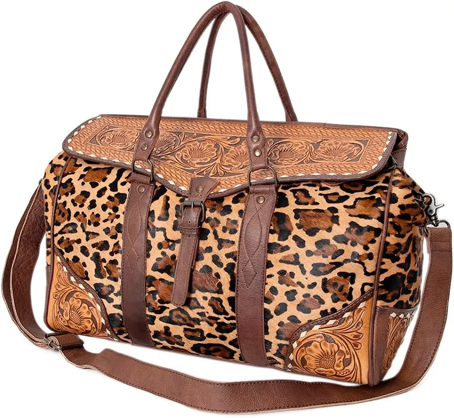 American Darling ADBG516 Duffel Hand Tooled Saddle Blanket Genuine Leather Women Bag Western Handbag Purse