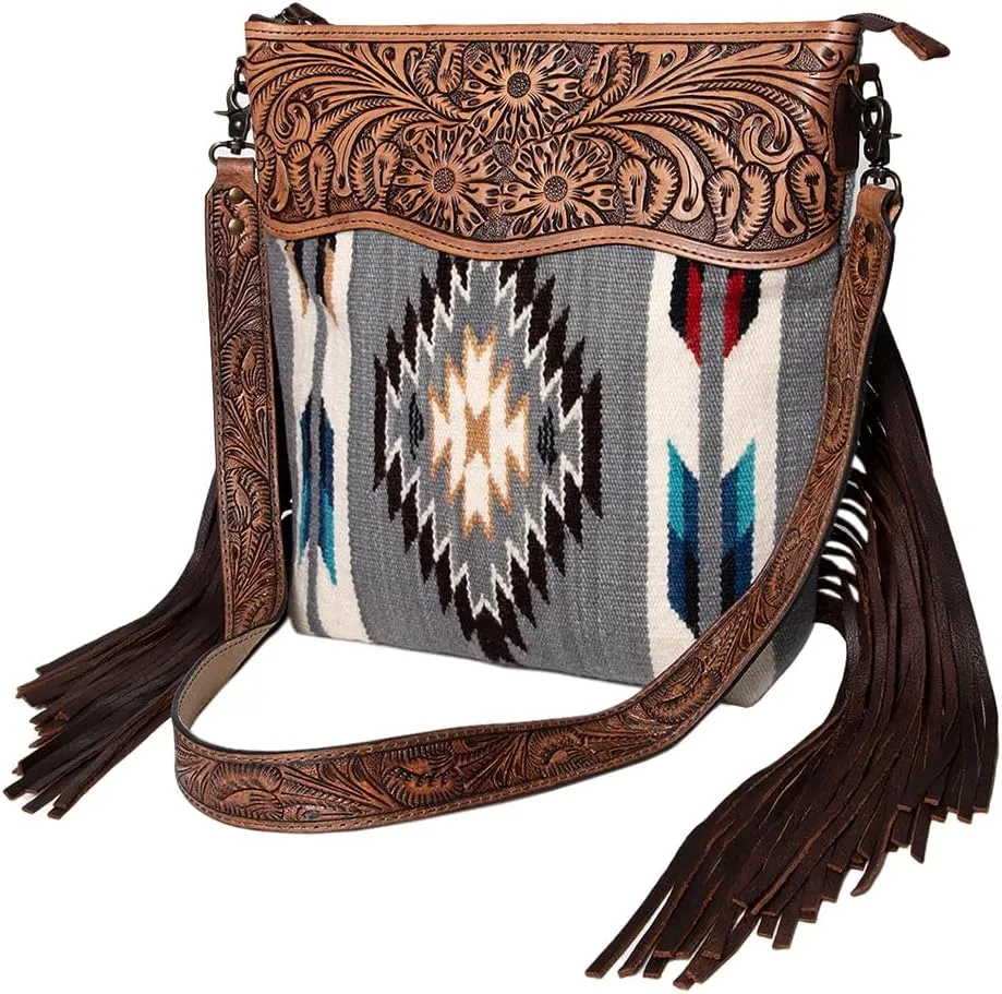 American Darling Saddle Blanket Genuine Leather Western Women Crossbody Handbag Purse | Cute Crossbody Bag