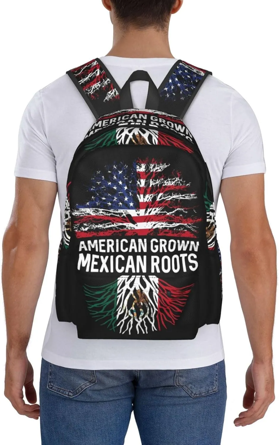 American Grown Mexican Roots Mexico Flag Tree Laptop Backpack Work Travel Backpacks Business Rucksack Casual Outdoor Daypack with Adjustable Strap Bags for Sports Office Gym Hiking