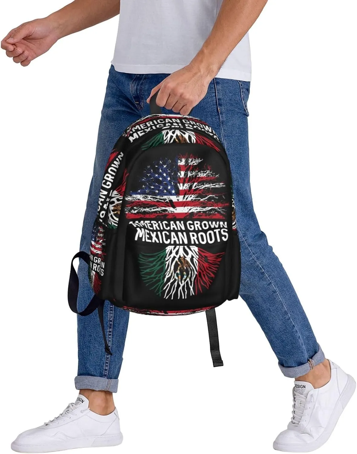 American Grown Mexican Roots Mexico Flag Tree Laptop Backpack Work Travel Backpacks Business Rucksack Casual Outdoor Daypack with Adjustable Strap Bags for Sports Office Gym Hiking
