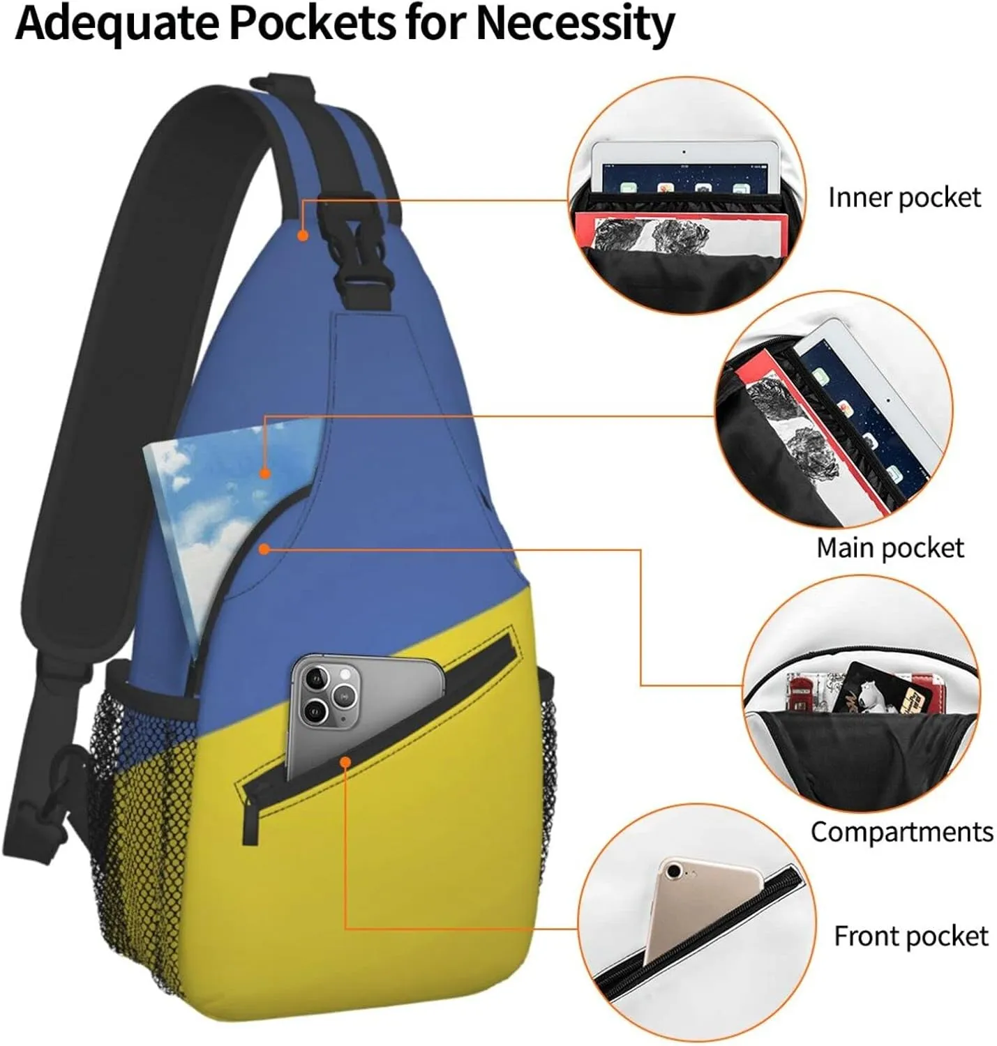 AMRANDOM Sling Bag Multipurpose Chest Crossbody with Adjustable Strap Outdoor Backpack