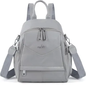Angel Kiss Small Backpack Purse for Women,Soft Vegan Leather Roomy Backpacks,Designer Ladies Shoulder Backpack Fashion Handbag with Removable Strap,Grey