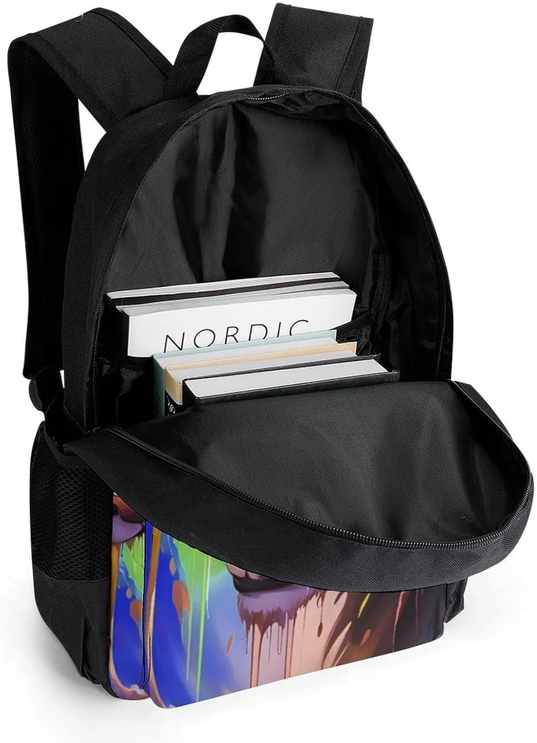 Angry Tiger Rainbow Animal Magic Art Rucksack Polyester Anti-Theft Multipurpose Carry On Bag Large Capacity Travel and Sport Backpack Rucksack With Smooth Zippers