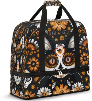 Animal Cat Cool Travel Duffle Bags With Shoes Compartment for Women Men Weekender Overnight Bag Foldable Sports Tote Gym Carry On Luggage Handlebag for Travel Yoga Hospital Workout