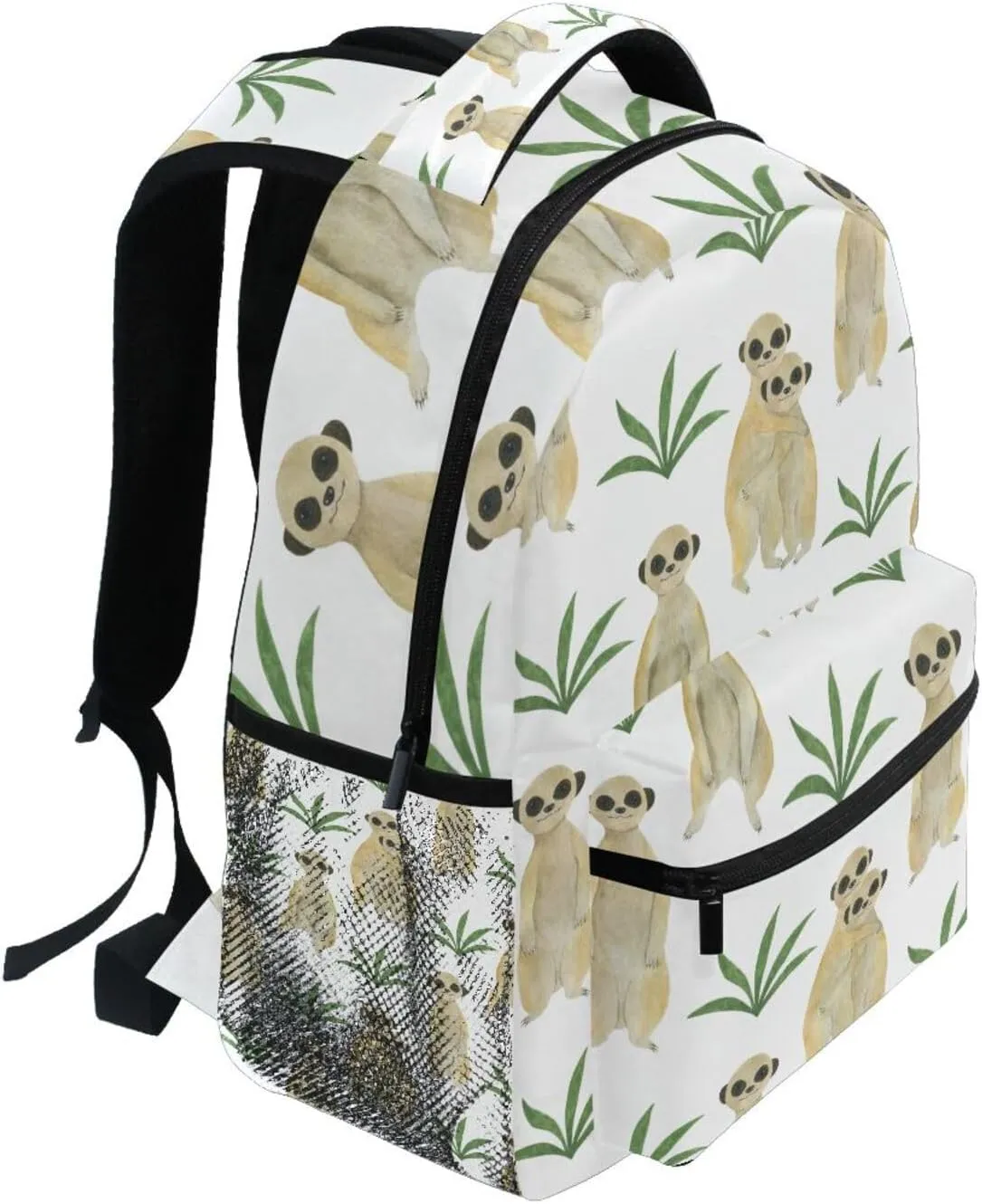 Animal Meerkat Pattern Watercolor Boys Girls Kids School Backpacks Bookbag, School Bag Daypack Travel Backpack