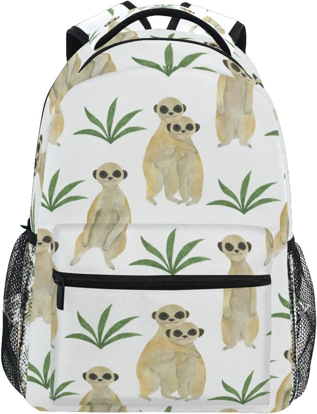 Animal Meerkat Pattern Watercolor Boys Girls Kids School Backpacks Bookbag, School Bag Daypack Travel Backpack