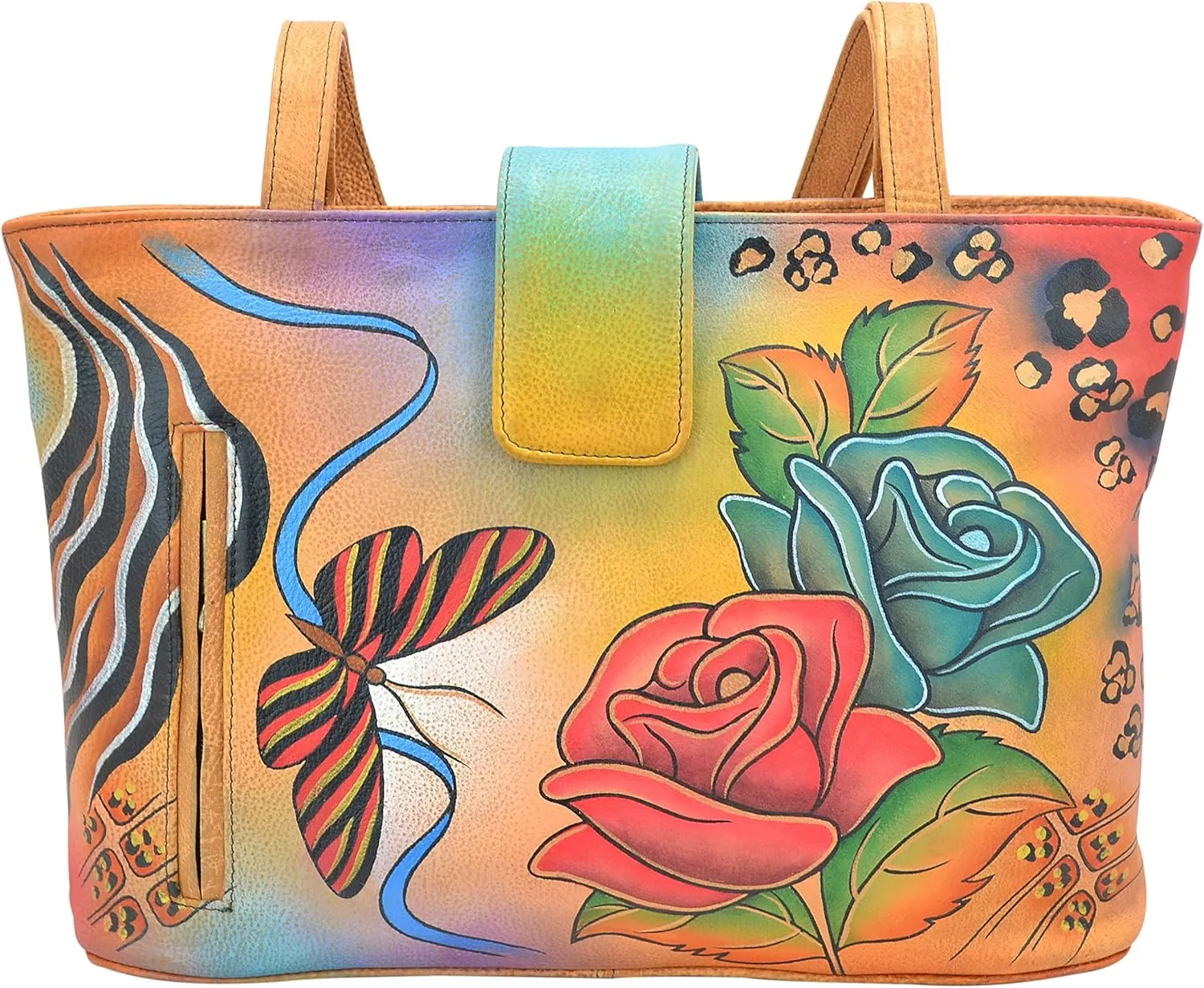 Anna by Anuschka Women's Hand Painted Genuine Leather Medium Tote