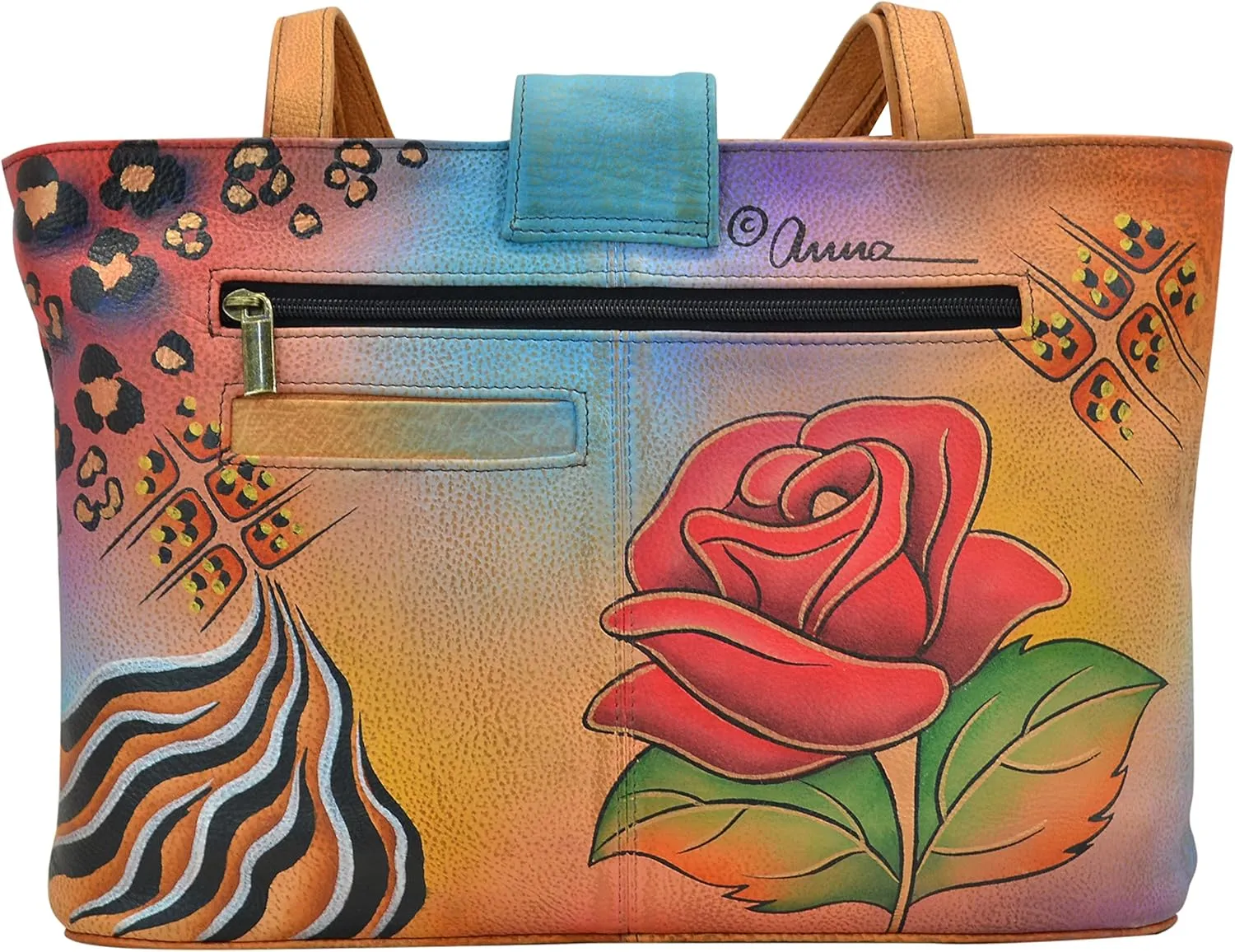 Anna by Anuschka Women's Hand Painted Genuine Leather Medium Tote