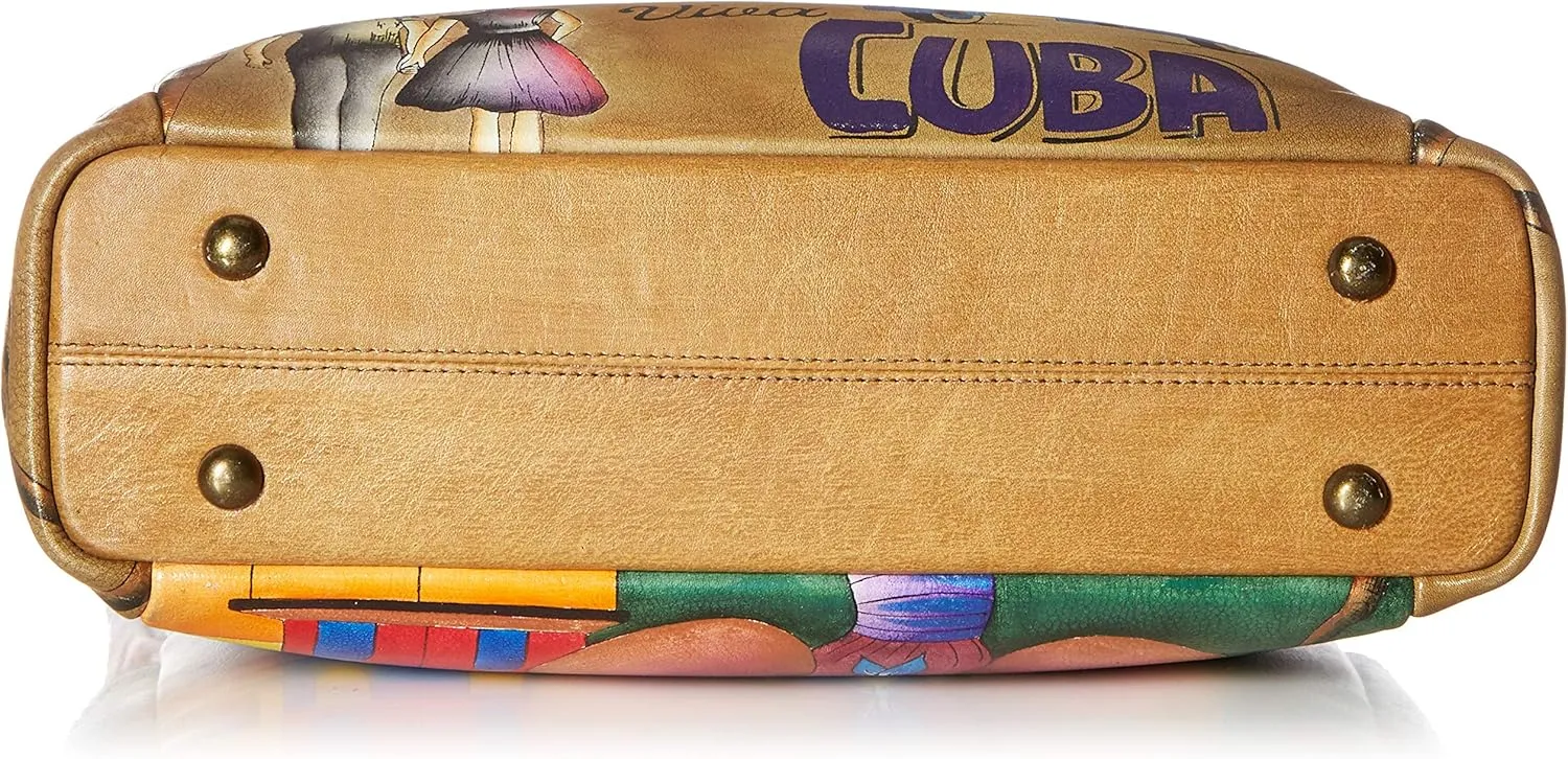 Anna by Anuschka Women's Hand-Painted Leather Crossbody with Side Pockets