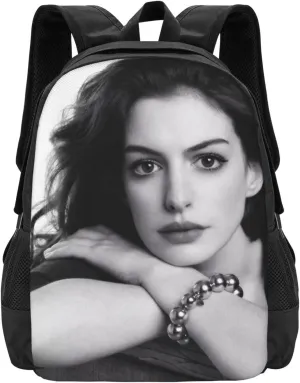 Anne Actor Hathaway Backpack Laptop Computer Backpacks Travel Bag Double Shoulder Daypack for Work Hiking 15.6 Inch
