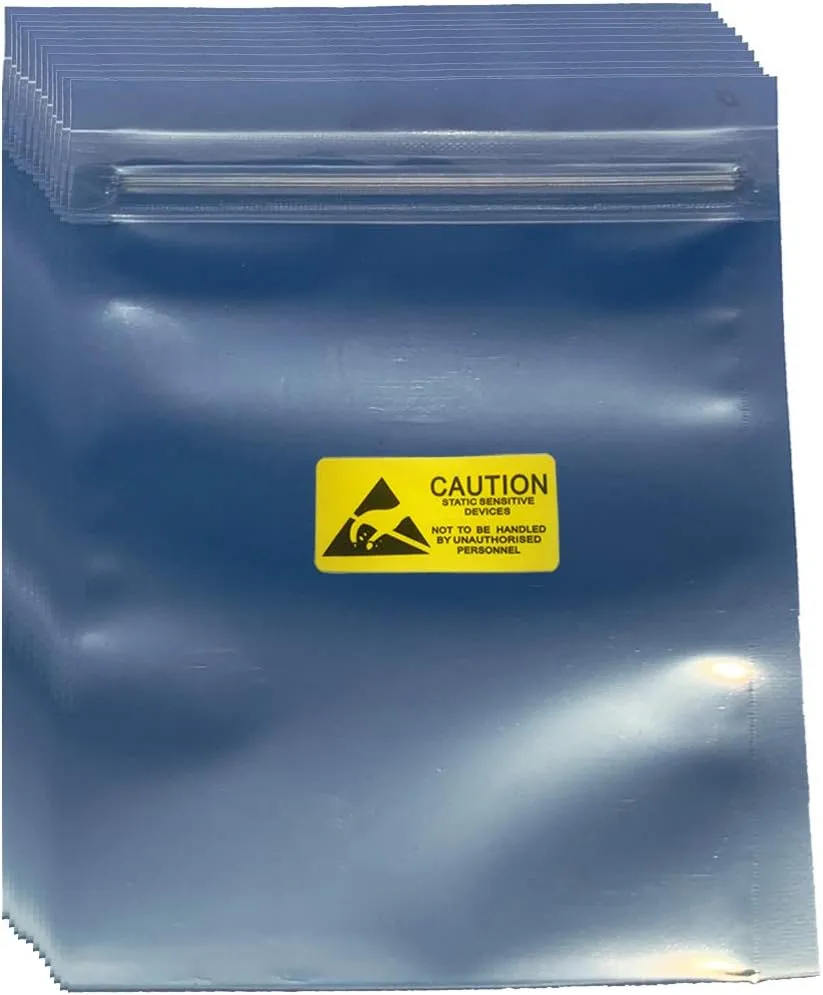Anti Static Bags,100pcs 5.9x7.87in/15x20cm Premium ESD Bags Resealable for 3.5'' SSD HDD with 100pcs Labels, Antistatic Bag for Hand Drive or Varieties of Electronic Device