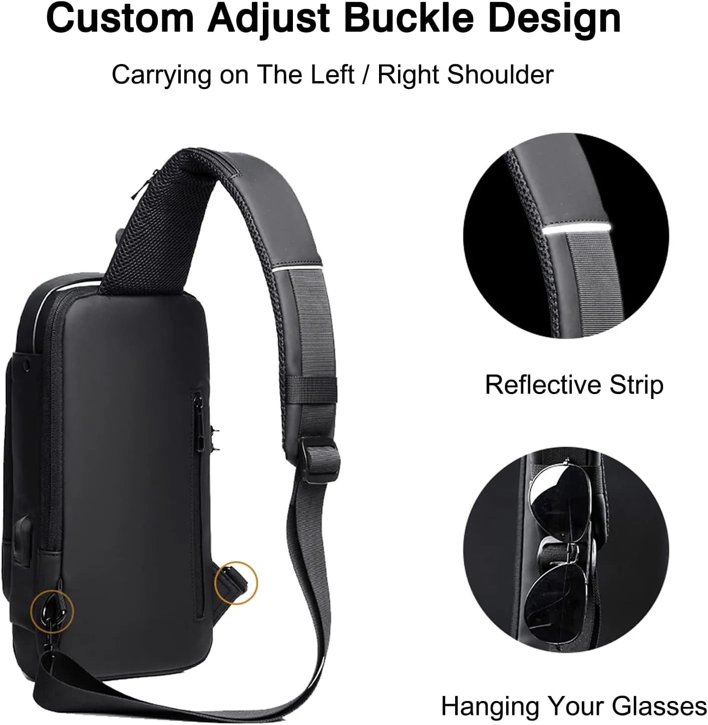 Anti-theft Chest Bag Business Shoulder Bags Satchel Bag with USB