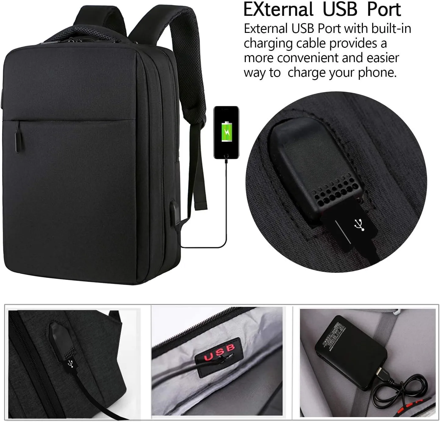 Anti-theft Laptop Backpack Business Bags with USB Charging Port A3