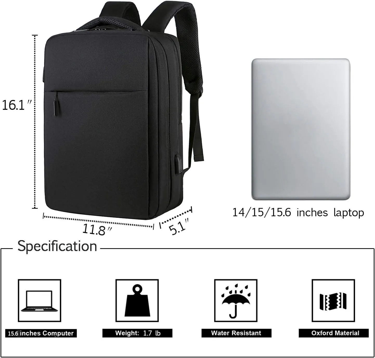 Anti-theft Laptop Backpack Business Bags with USB Charging Port A3