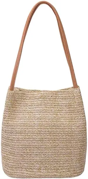 Aphoraeny Straw Beach Bag Buckets Totes Handbag Shoulder Tote Bag Straw Purse Summer Purse Women Summer Handbag