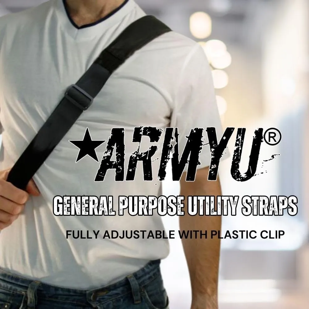 ARMYU General Purpose Utility Straps Shoulder Bag Duffle Luggage Replacement Universal Thick Strap (Black or Olive Drab)
