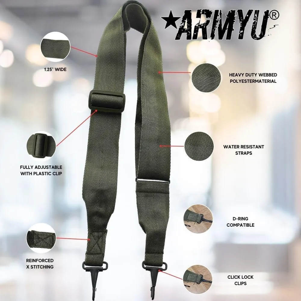 ARMYU General Purpose Utility Straps Shoulder Bag Duffle Luggage Replacement Universal Thick Strap (Black or Olive Drab)