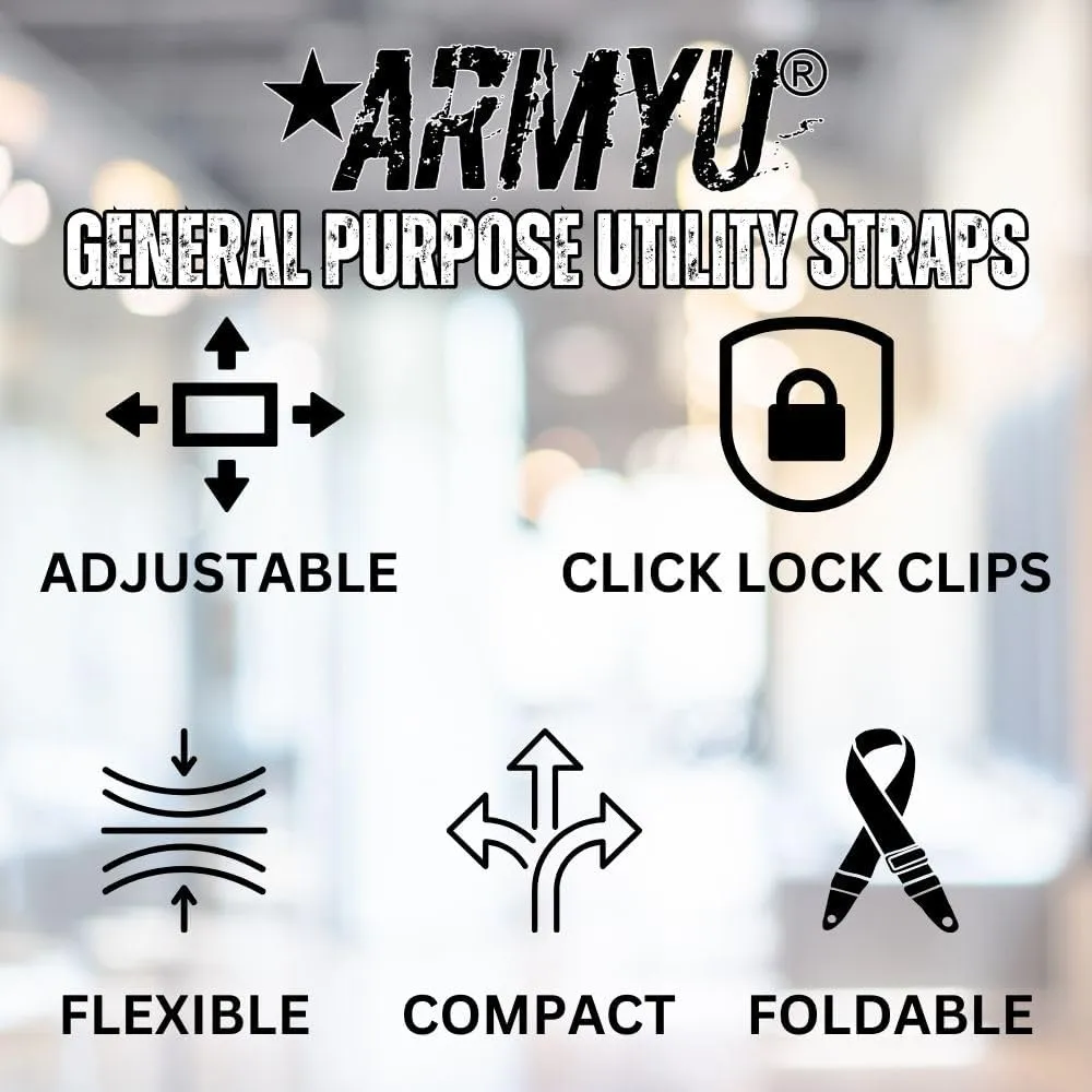 ARMYU General Purpose Utility Straps Shoulder Bag Duffle Luggage Replacement Universal Thick Strap (Black or Olive Drab)