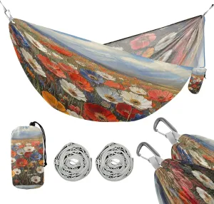 ATTX Vintage Wildflowers Oil Painting Camping Hammock - Lightweight & Portable Hammocks, Heavy Duty 330lbs Capacity for Indoor, Hiking, Backpacking, Travel, Backyard, Beach#226