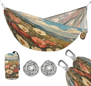 ATTX Vintage Wildflowers Oil Painting Camping Hammock - Lightweight & Portable Hammocks, Heavy Duty 330lbs Capacity for Indoor, Hiking, Backpacking, Travel, Backyard, Beach#231