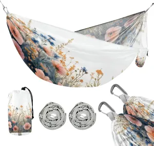 ATTX Watercolor Vintage Wildflowers Camping Hammock - Lightweight & Portable Hammocks, Heavy Duty 330lbs Capacity for Indoor, Hiking, Backpacking, Travel, Backyard, Beach#490