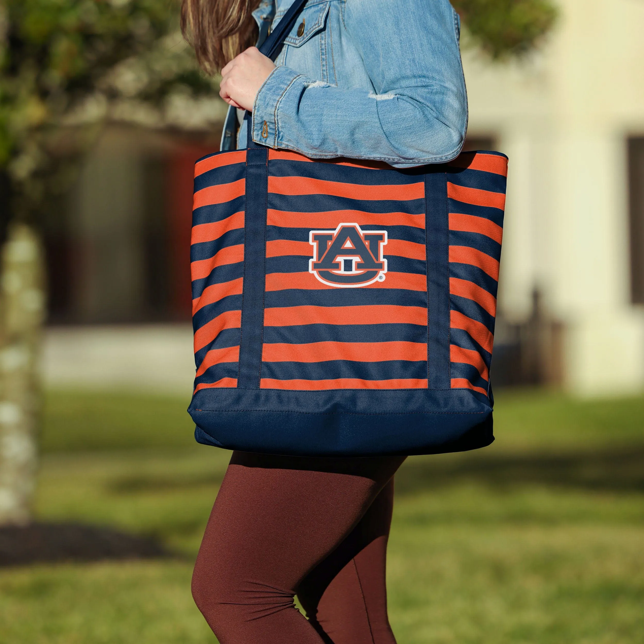 Auburn Tigers Team Stripe Canvas Tote Bag