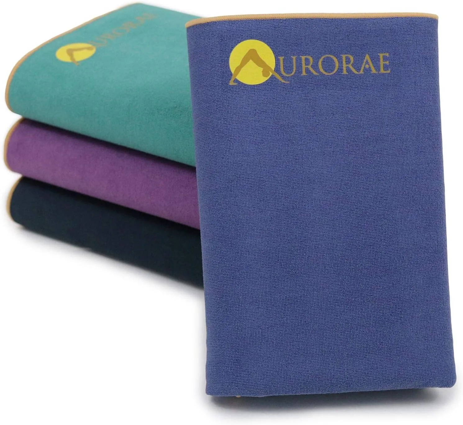 Aurorae Synergy Foldable On-the-Go Travel Yoga,Gym/Exercise Mat for Yogis on the Move with Integrated Microfiber Towel and Anti-Slip Patented 2-in-1 Technology. No Odor and No Bunching