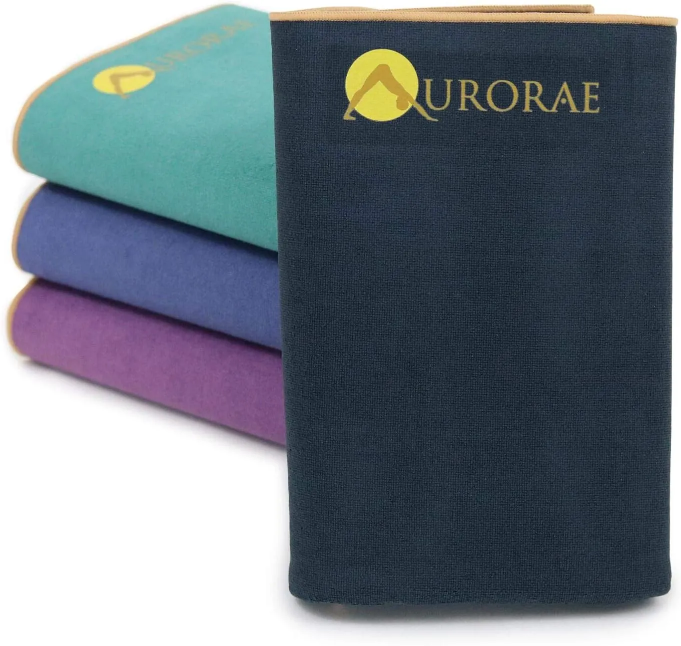 Aurorae Synergy Foldable On-the-Go Travel Yoga,Gym/Exercise Mat for Yogis on the Move with Integrated Microfiber Towel and Anti-Slip Patented 2-in-1 Technology. No Odor and No Bunching