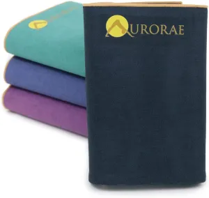 Aurorae Synergy Foldable On-the-Go Travel Yoga,Gym/Exercise Mat for Yogis on the Move with Integrated Microfiber Towel and Anti-Slip Patented 2-in-1 Technology. No Odor and No Bunching