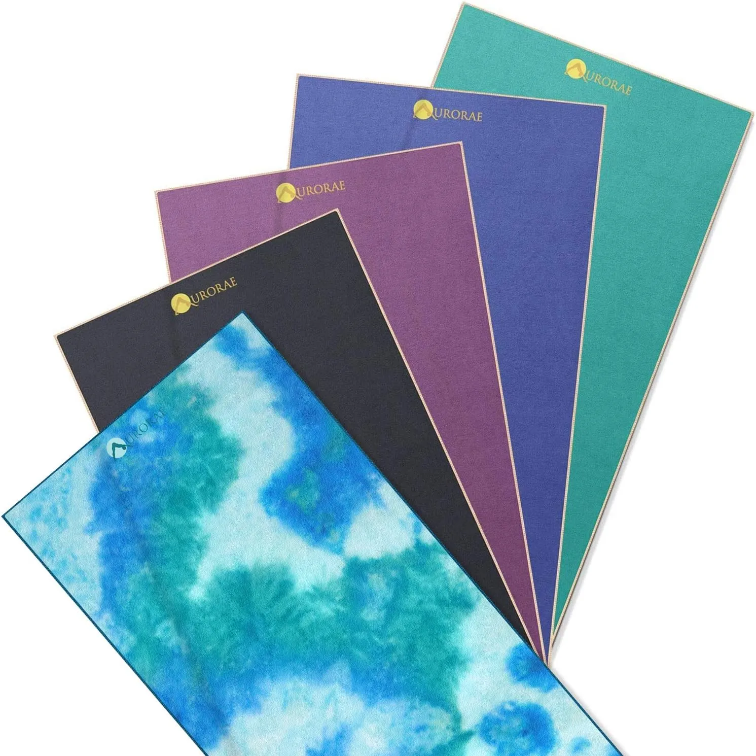 Aurorae Synergy Foldable On-the-Go Travel Yoga,Gym/Exercise Mat for Yogis on the Move with Integrated Microfiber Towel and Anti-Slip Patented 2-in-1 Technology. No Odor and No Bunching