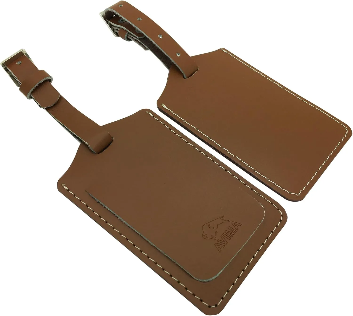 AVIMA® BEST Premium Handcrafted Leather Luggage Tags 2 Pieces Set