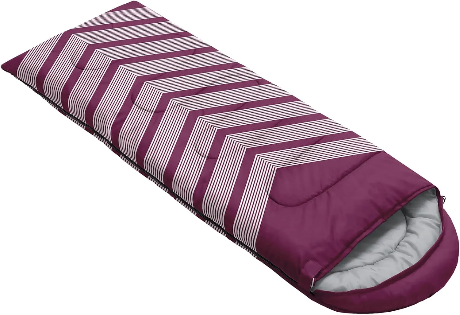 Axolotl Black and Grey Sleeping Bag for Adults,Stripe Camping Bag,3 Season Warm Cool Weather Backpacking Bag,Waterproof Portable Sleeping Bag with Compression Sack for Camping Hiking Outdoor Travel