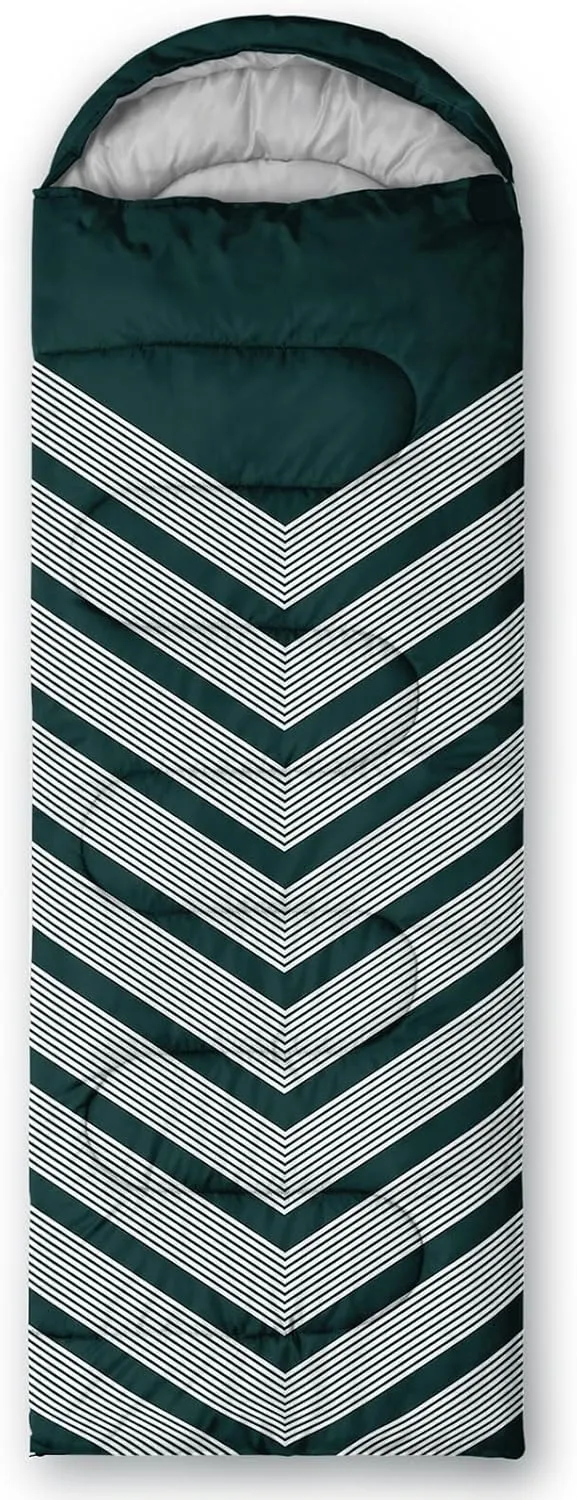 Axolotl Black and Grey Sleeping Bag for Adults,Stripe Camping Bag,3 Season Warm Cool Weather Backpacking Bag,Waterproof Portable Sleeping Bag with Compression Sack for Camping Hiking Outdoor Travel