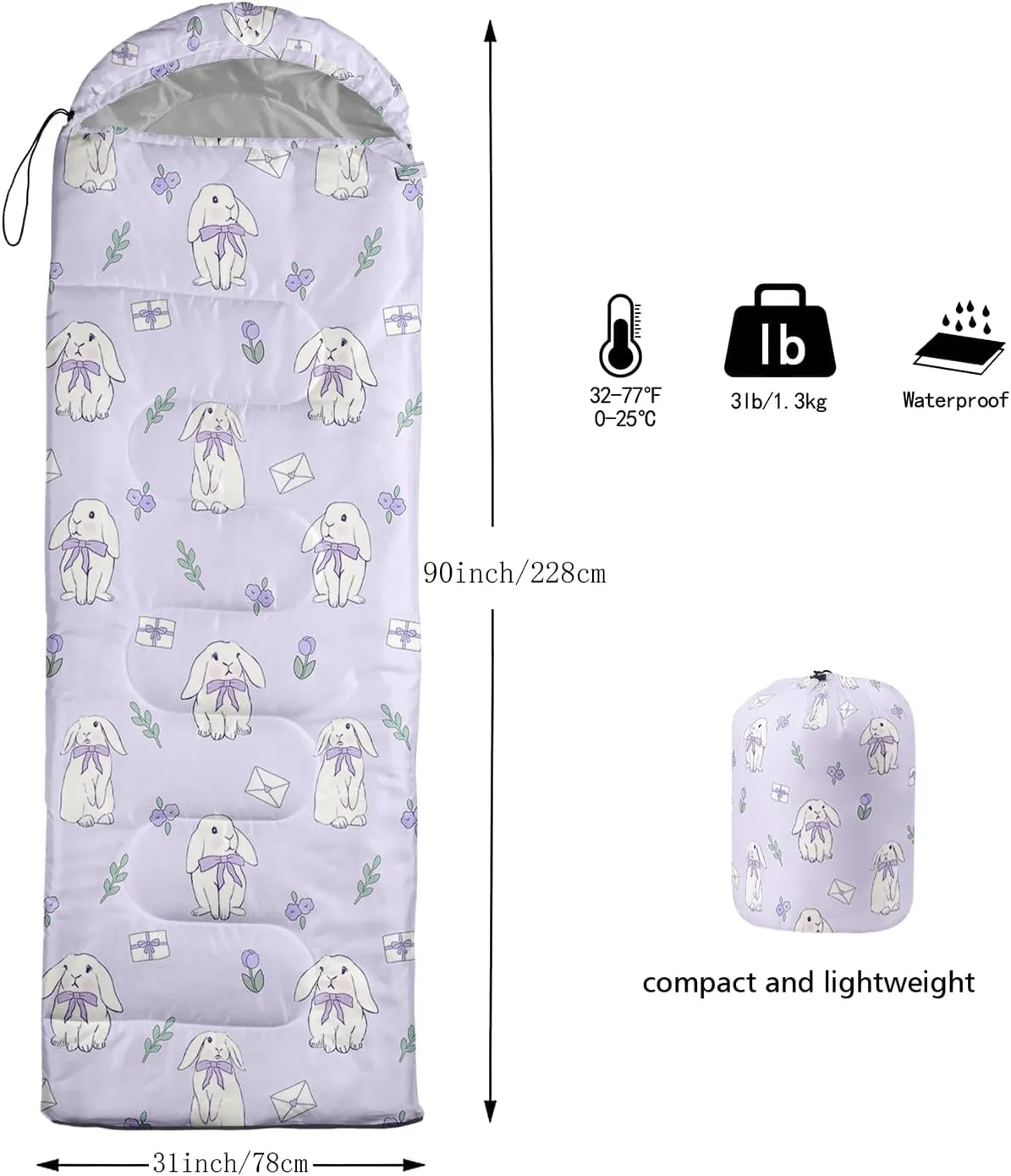 Axolotl Moon and Stars Sleeping Bag for Adults,Black White Waterproof Lightweight Camping Bag,3 Season Warm and Cool Weather Backpacking Bag for Women Men,Traveling and Outdoors Camping Gear Equipment